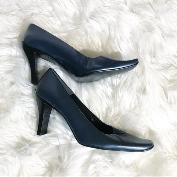 Enzo Angiolini Shoes - Enzo Angiolini Navy Blue Square Toe Pumps